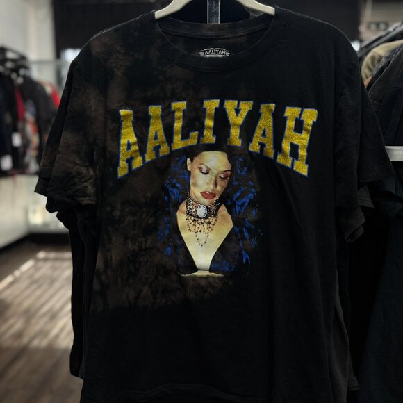 Vintage Aaliyah Mineral Wash T-Shirt Size Large | Y2K R&B Graphic Tee 90s Style - Picture 2 of 7
